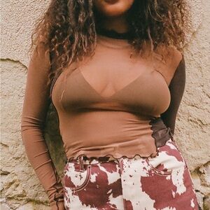 Urban outfitters Mesh Mock Neck Sheer long sleeve top